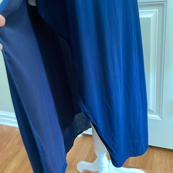 MINKPINK navy blue faux wrap midi dress.  S - Picture 4 of 7